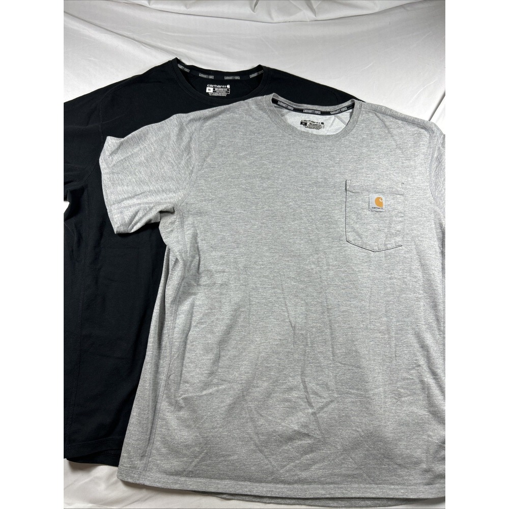 Carhartt Force Mens XL Relaxed Fit Short Sleeve Pocket T-Shirt Lot 2 Black Gray